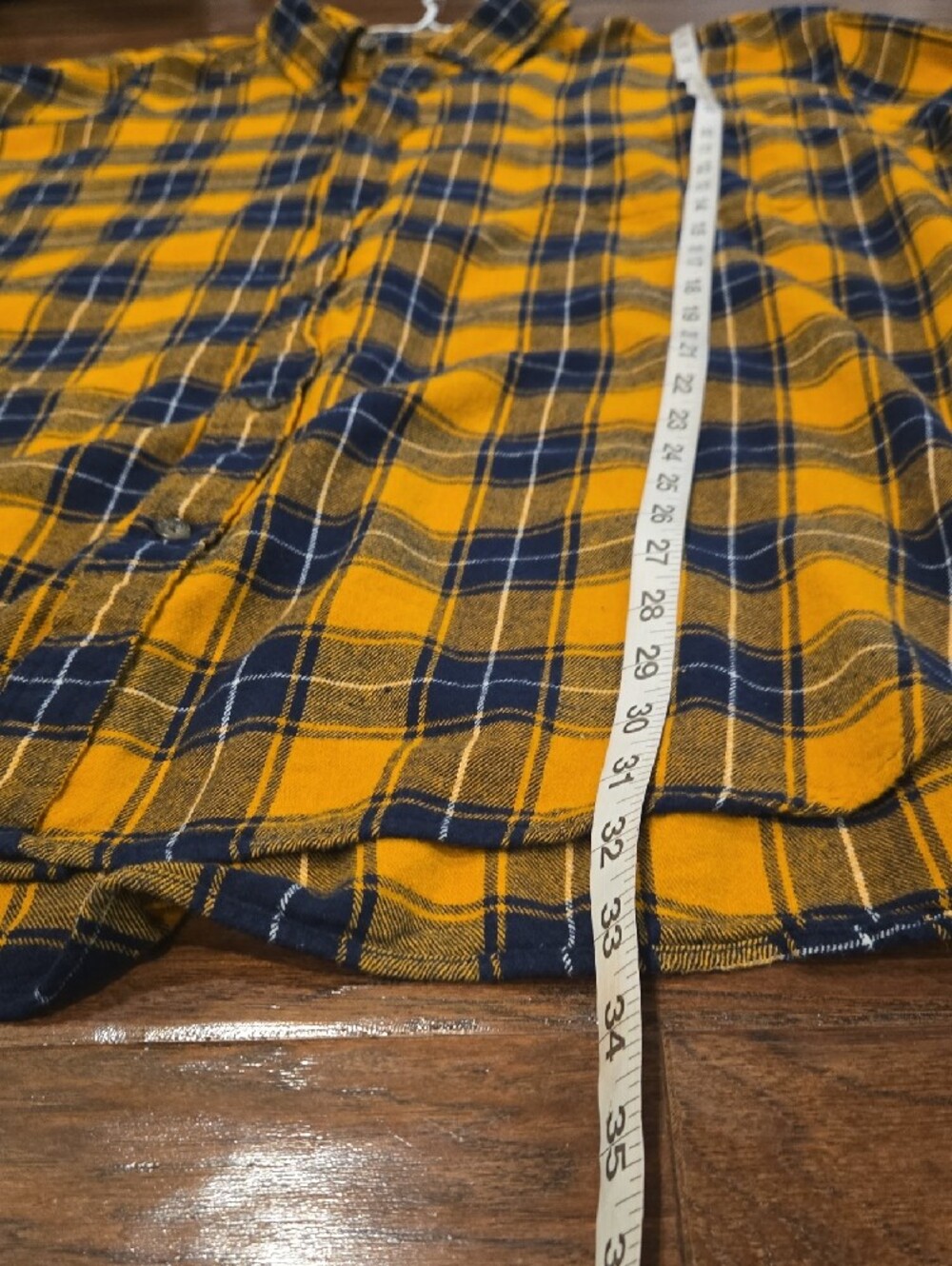 St. John's Bay Super Soft 8 Yellow and Navy Plaid Button-Down Shirt - Picture 8 of 8